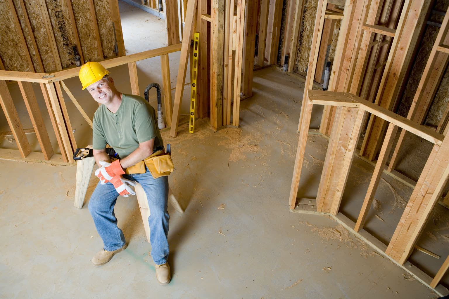 Construction crew working on a job site