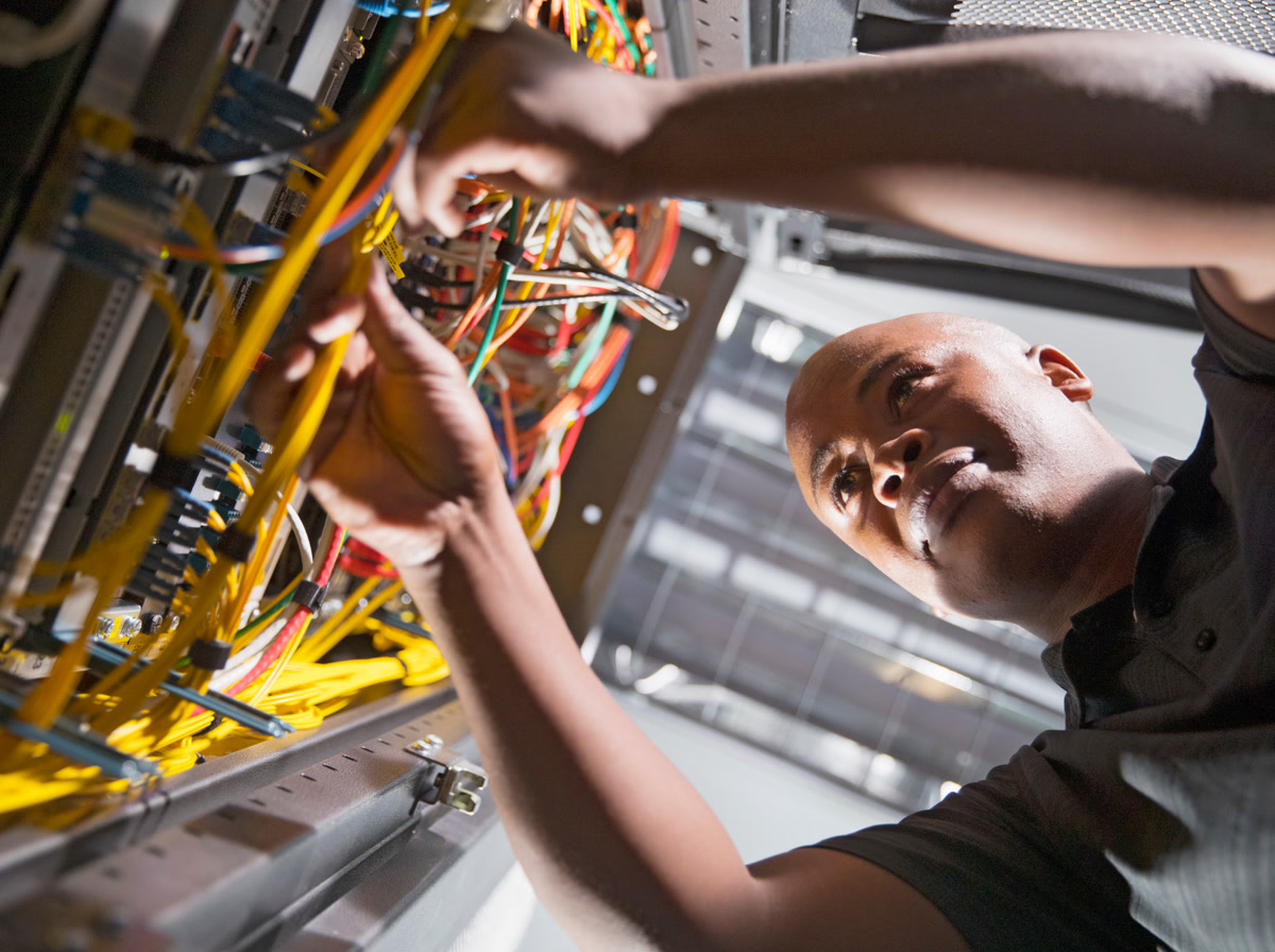 HVAC and cooling technician at a data center campus
